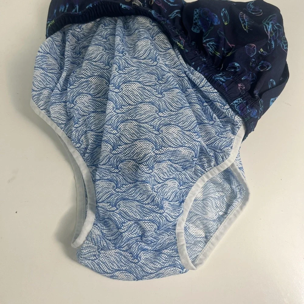 Peter Millar Swim Trunks Mens Medium Blue Crab Dice Casino Print Lined Stretch